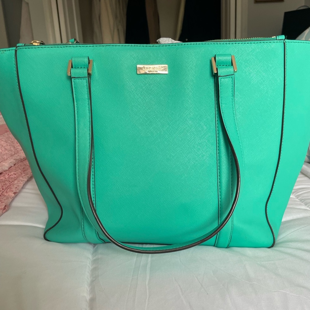 Kate Spade Large Teal Shoulder tote - great for work or travel!